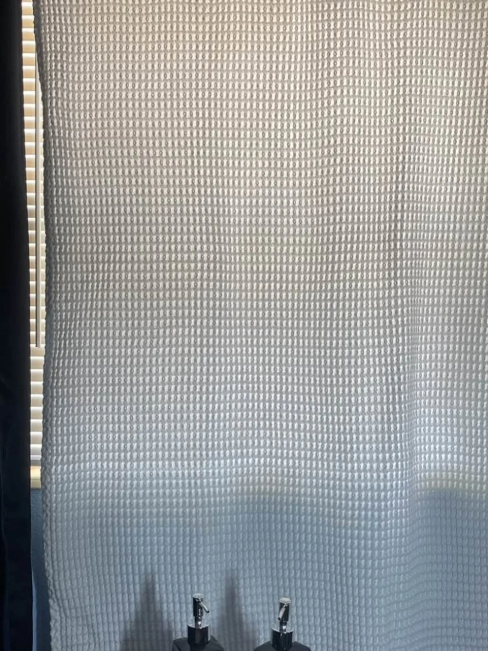 Neutral Waffle Textured Shower Curtain - Cream/White